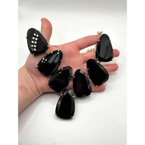 Kendra Scott Marlow Statement Necklace Black & Gold - Picture 4 of 6